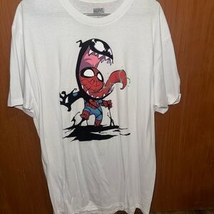 Marvel Spider-Man Venom White Men's Cotton Crew Neck Short Sleeve T-Shirt XL